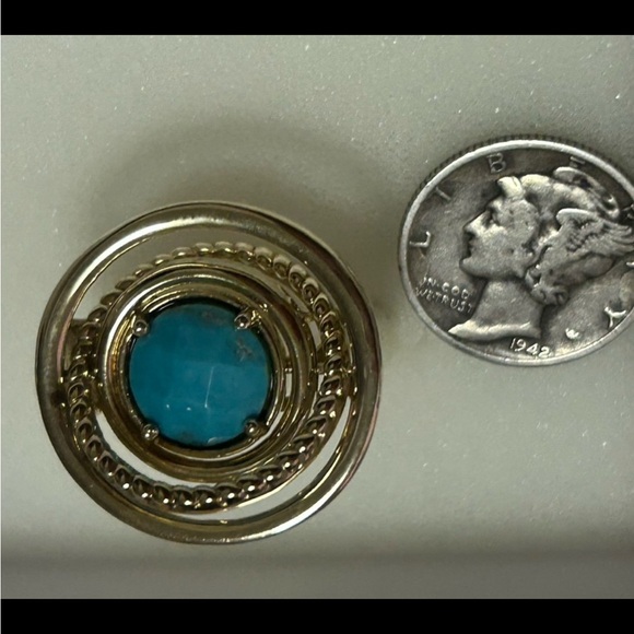 Gems en Vogue Michael Valitutti “NH” Palladium Silver Turquoise Ring size 7 - Picture 11 of 13